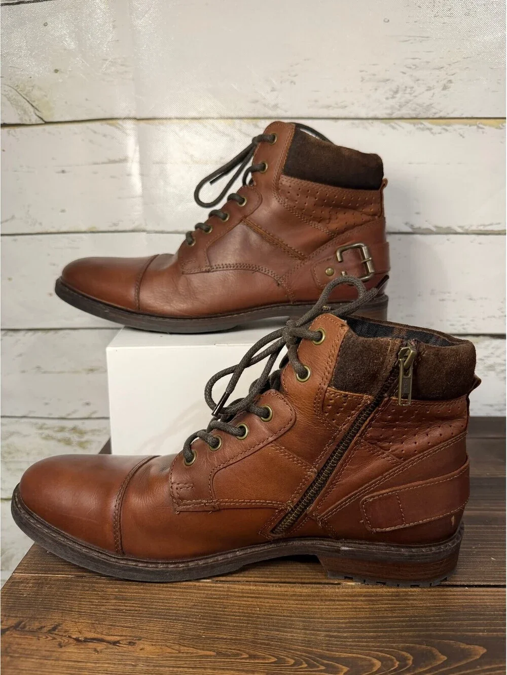 ALDO Balish Ankle Boot Cognac Flannel Lined Men's Size 10.5